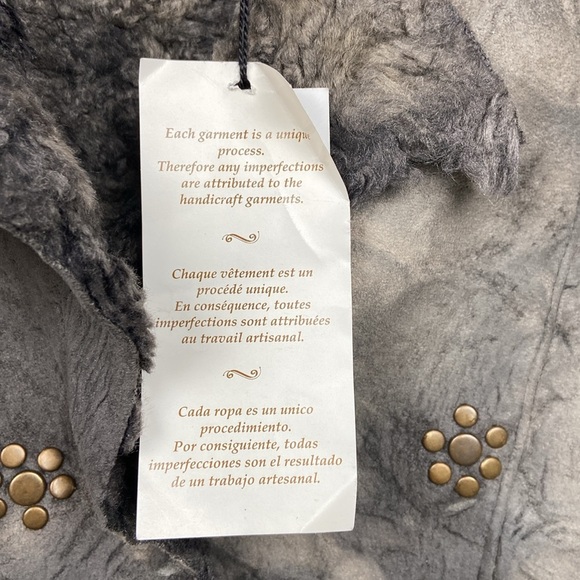 NWT SXY'S Paris Faux Leather Faux Fur‎ Women's Jacket Size 2 Grey Rocker Hippie - Picture 3 of 13